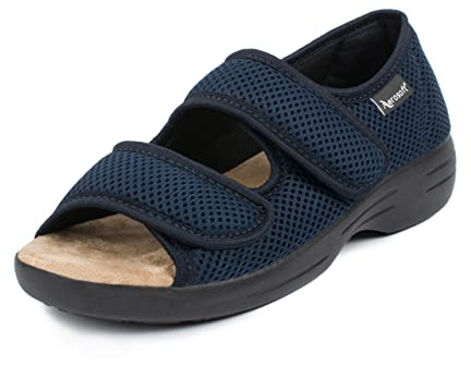 Aerosoft Reha-Sandale Stretch 06 Damen Klettverschluss Weite G-H rutschhemmend (blau, numeric_42)