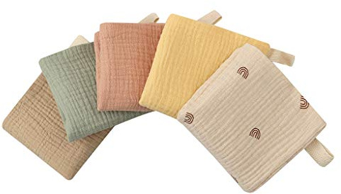 Musselintücher für Babys, Neugeborene, Unisex, Lätzchen, Baby, Mädchen, Jungen, bequem, Musselin, Spucktuch, 100% Baumwolle, Mehrfarbig, 5 Stück