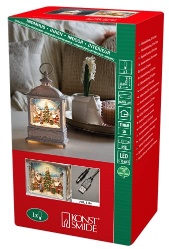 Konstsmide LED snöglob julmarknad scen/vattenfylld/juldekorationer inomhus batteridriven: 3xAA 1,5 V (exkl.) eller USB (Inc)