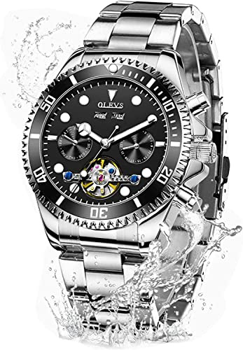 OLEVS Automatic Watches for Men Self Winding Classic Designer Tourbillon Stainless Steel Waterproof Luminous Male Wrist Watches