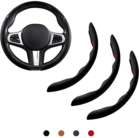 Lenkradbezug Auto Anti Rutsch Lenkrad Abdeckung Wildleder Universal Lenkradhülle 3 Teilig Lenkradabdeckung Schwarz 38cm