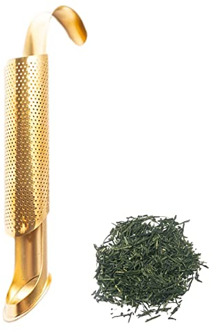 FIYSON Teezerstäuber aus Edelstahl 14.5 * 2.1cm Losen Tee Tea Strainers Feinmaschiges Teestab Teefilter mit Hängendem Langer Griff Mesh-Teesieb für Kaffee Gewürzen zum Aufhängen an Tasse (Gold)