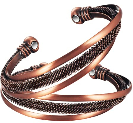3500 Gauss Magnetische Behandlung Arthritis Männliche und Weibliche Armbänder, 2 Super Starke Magnet Kupfer Armbänder, fördert effektiv die Blutzirkulation und lindert Arthritis Schmerzen （2PC)