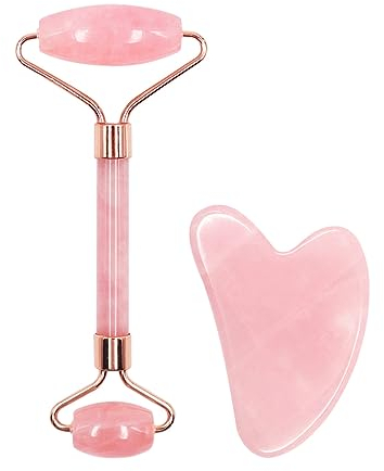 2 Stück Gua Sha Stein, Gua Sha Roller Gesicht gua sha set für Hautpflege-Routine, Gesichtsroller Face Roller für Gesicht, Hals und Körper Muskelentspannung