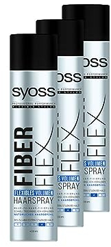 Syoss Haarspray Fiber Flex Haltegrad 4 (400 ml), extra starkes Haarspray für flexibles Volumen und ein natürliches Haargefühl, Styling Spray verleiht 48 h flexiblen Halt, 3x 400 ml