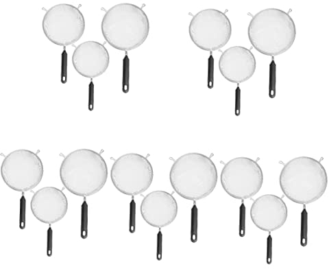 Stainless Steel Kitchen Set - 15 Piece Strainer and Ladle Collection | Fine Mesh Colander, Noodle & Rice Strainers, Filtering Spoon, Chinois Basket, and More