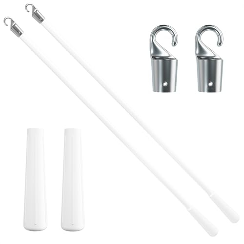 2 Pack Blind Wand, Vertical Blinds Replacement Parts with Hook and Grip, White Fiberglass Blind Tilt Wand, for Windows Curtain Door Shades Opener Accessory (17 inch)