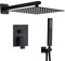 Sanitemodar Black Concealed Shower Set, Concealed Brass Shower Mixer with 40 x 40 cm Shower Head, Built-in Shower Kit with Hand Shower