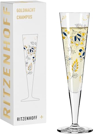 RITZENHOFF 1071044 Champagnerglas 200 ml - Serie Goldnacht Nr. 44 - Designerstück mit Echt-Gold - Made in Germany, Gold