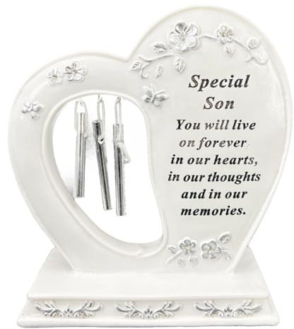 Angraves Special Son Graveside Memorial Wind Chime Heart Grave Plaque Ornament Decoration