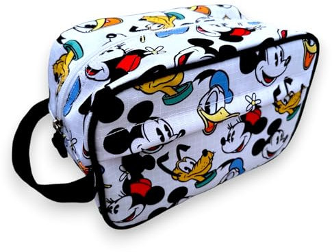 Disney Beauty case Mickey Mouse Minnie Donald e Pluto, Grande capacità - con maniglia laterale e 2 tasche, 25 x 16 x 13 cm, Multicolore con sfondo bianco