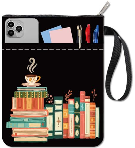 craspire Kaffeebuchhülle Schwarzer Buchschutz Für Taschenbücher Hardcover Buchumschlag Waschbare Buchtaschen Aus Stoff Mit Reißverschluss Und Zusätzlicher Hüllentasche Für Buchliebhaber