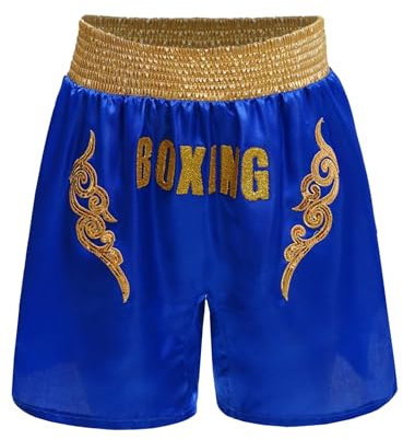 Miaeowve MMA Shorts Sporthose Kinder Kurz Kampfsport Boxen Trainingshose Kickboxen Muay Thai Boxing Grappling Boxhose Sparring Freefight Kampfshorts Blau 158-164
