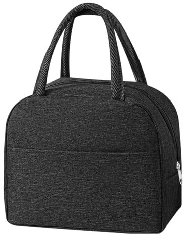 Nicrulp 6L Bolsa Termica Porta Alimentos, Nevera Portatil Pequeña, Bolso con Aislamiento Térmico, Bolsa Isotérmica Impermeable, Lunch Bag, para Hombre Mujere Niño Escuela Oficina Picnic (Negro)