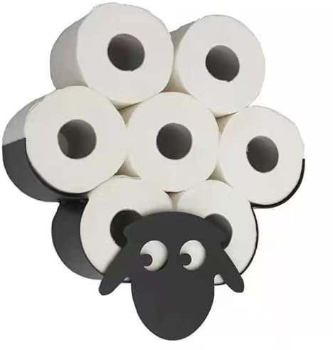 Porte-rouleau de papier toilette amusant en forme de mouton - Support mural pour salle de bain - Imprimé en 3D - Mouton hilarant - Décoration de salle de bain