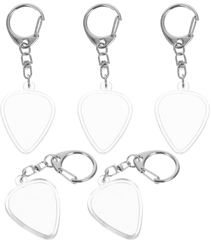 PAMINGONO Estuche Transparente para Púas de Guitarra Llavero 5 Piezas Soporte Portátil para Plectros Acústicos y Eléctricos Accesorio Compacto para Músicos en Viajes y Uso Diario