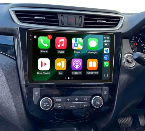 Android-bilradio 2 Din för Nissan X-Trail/Qashqai 2014-2019, 10-tums pekskärm med trådlös Carplay Android Auto DAB GPS-navigering Bluetooth WiFi backkamera FM/RDS 2+32G