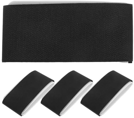 POPETPOP Correa de Fijación para Esquís de Nailon Resistente, Ajustable, 4 Unidades Negras de 50x450 Mm, Banda Portátil para Snowboard y Almacenamiento en Deportes de Invierno