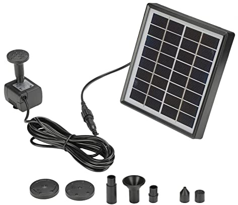 Dioche Justerbar 2W Svart Energibesparande Solenergi Fontänpump - Högeffektiv Vattenstråledesign Lämplig för Trädgårdar, Fågelbad och små Dammar