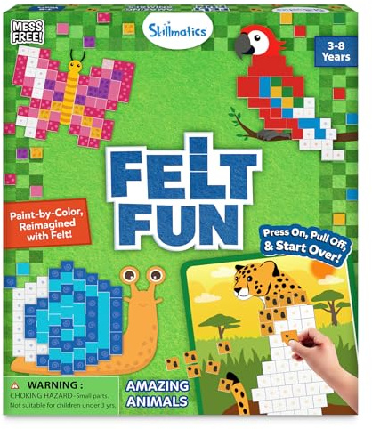Skillmatics Felt Fun – Animals, Mosaic Art & Craft Activity, Gift for Kids