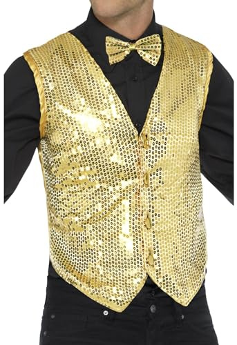 Smiffys Gilet con paillette, dorato Halloween