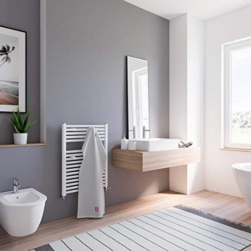 Schulte Badheizkörprer Bavaria, Standardanschluss unten außen, 77 x 60 cm, 500 Watt, Alpinweiß, Design-Heizkörper für Zweirohr-System