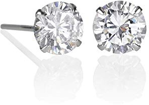 Orecchini Solitario ZAVANA da Uomo. Orecchini in Argento Sterling con una Pietra di Zirconia Cubica da 4 o 6mm
