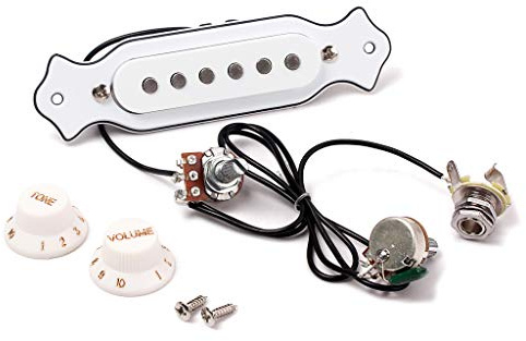 Alnicov Pastilla magnética White Sound Hole con perillas de volumen de tono para guitarra acústica o eléctrica popular de 6 cuerdas
