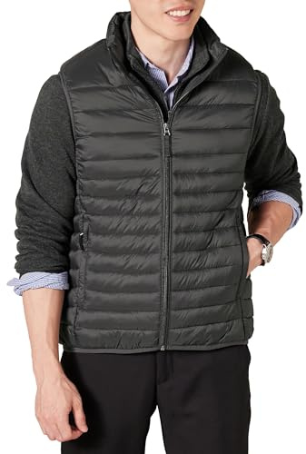 Amazon Essentials Chaleco Plumífero Plegable y Ligero, Resistente a la Lluvia Hombre, Gris Oscuro, XL
