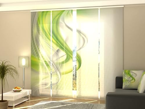 Wellmira Tende a Pannello Scorrevoli Astrazione Verde, Set di 4