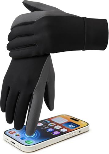 OZERO Winter Warm Gloves for Women - Thermal Biking Glove for Phone Texting - Non-Slip Silica Gel Palm - Windproof for Hiking, Running, Cycling, Driving - (Black/X-Large)