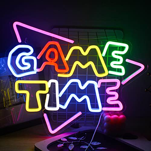 Game Time Neon Schild,Game Neon Sign Spiel Neon Licht für Wand Dekor,Gaming Led Schild mit USB-betrieben für Spielzimmer,Spielbereich,Spiel Zeit,Wohnkultur