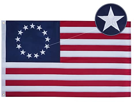 Bradford Betsy Ross Flag 3x5 ft Outdoor Embroidered 13 Star American Flags Heavy Duty, Double Sided Colonial Flag 13 Stars for 250th Anniversary 4th of July Memorial Day Use Long Lasting
