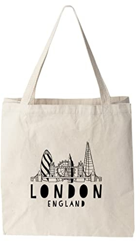 Moonlight Makers London, England, Natural Canvas Bag, Screenprinted Tote, Cotton Flour Sack, Original Tote Bag