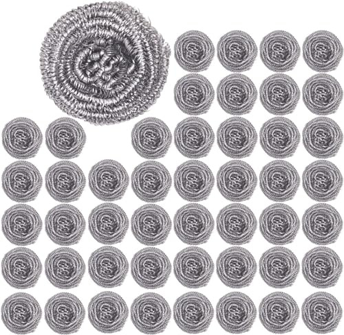 48PCS Steel Wool Scrubber, Heavy Duty Durable Scourer Kitchen Cleaning Tools Stainless Steel Wire Sponges For Cleaning Dish Pots Pans Grills