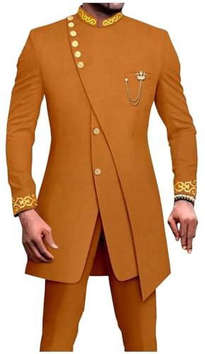 Rrongwn Tenue africaine pour homme Style ethnique traditionnel Chemise à manches longues et pantalon Ensemble Dashiki Imprimé Vêtements Mode Design irrégulier Vêtements ethniques Robe de mariage,