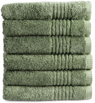 PHLOX Handtuch Set 50 x 100 cm – (6 Stück) 100% Baumwolle Badehandtücher – Oeko-Tex Made in Green Zertifiziert | 600 g/qm | Weiche & Saugfähige Badetücher Set – Premium Qualität - Grün
