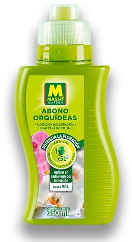 Abono Líquido Profesional para Orquídeas MUY EFICAZ | Ideal Bromelias | Con Solución Anti-Cal para evitar Cal en tus Orquídeas | Aplicación riego por inmersión (Hasta 90 litros) 350ml | Nexum Market