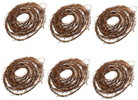 BIUDECO 6pcs Grapevine Wreath: Natural Twig Garland Rattan Vine Branch Wreaths for DIY Craft Front Door Wedding Party Home Decoration Seasonal Holiday