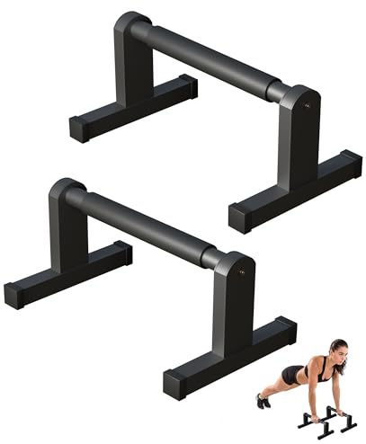 Fiwithy Push Up Bars, Heavy Duty Parallettes Dip Bar with Non-slip Grips for Calisthenics Planche L Sit Handstand Fitness Floor Workout, Pushup Station Handles Stand for Gym Strength Training, Black