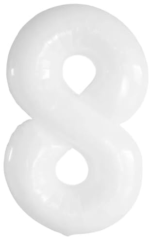 100cmPulgadas Globo Numero 8 Blanco, Globos 8 Cumpleaños Fiesta 0123456789,10-19,8-25,30,40,50,60,70,80,90, Número 8 Decoración Fiesta Del Aniversario Soporte Helio