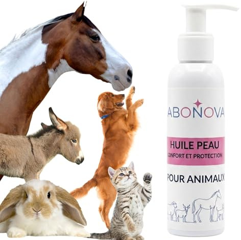Huile de soin peau animaux -Hydratation - Apaise les démangeaisons - Dermatite du chien – Dermite - Irritation - Chien, Chat, Cheval, NAC – Hydrate, nourrit et apporte confort à la peau