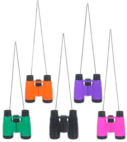 Toyvian Jumelles pour Enfants, Lot de 5, Pliables Et Antichoc, Idéales pour Les Jeux D'extérieur, L'observation des Oiseaux, Les Zoos, L'école, Les Projets Scientifiques Et Le Camping.