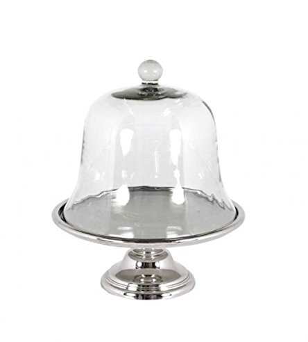 Casa Padrino luxury art deco cake bell nickel finish and glass lid - Cake Stand
