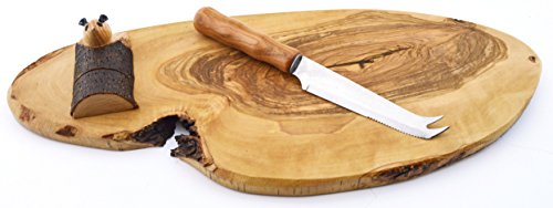 ART ESCUDELLERS Cortador Rustico Rata Cuchillo en Madera de Olivo Hecho a Mano. 41 cm x 17 cm x 6,5 cm