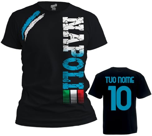 Vestipassioni T-Shirt Napoli – Maglietta Celebrativa per Tifosi – Cotone 100% – Stampa Resistente – Regalo Perfetto per Supporter e Ultras – Made in Italy (XXL, Nero)