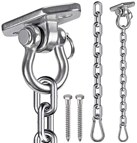 WAREMAID Crochet Plafond avec Chaîne, Acier Inoxydable 304 Chaise Hamac Kit de Suspension pour Balançoire, Chaise Suspendue, Yoga, Fixations Murales et Crochets de Sac de Boxe, Charge Max 450kg