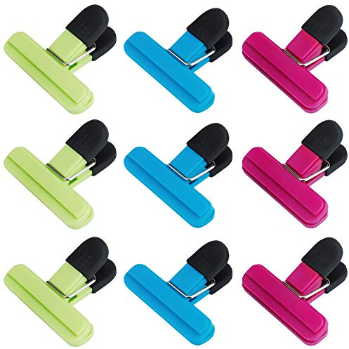 Clip para Bolsas de Alimentos, Pinzas de Plástico 9 Piezas Multipropósito Clip de Sellado, Alimentos Sellado de Clips para la Oficina Cocina Hogar
