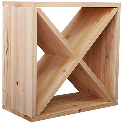 HOMCOM Mobiletto Portabottiglie per Vini e Liquori 24 Bottiglie, 4 Sezioni Legno Naturale, 50 x 26 x 50cm