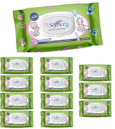 Baby Wipes 72 Pieces Pop-Up with Aloe - Accessories and Hygiene Products for Changing Nappies | Cleansing Wipes Ideal for Kindergarten and Infants – 12 Packs